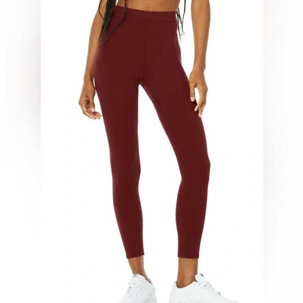 ALO Yoga Maroon Ribbed Leggings - small